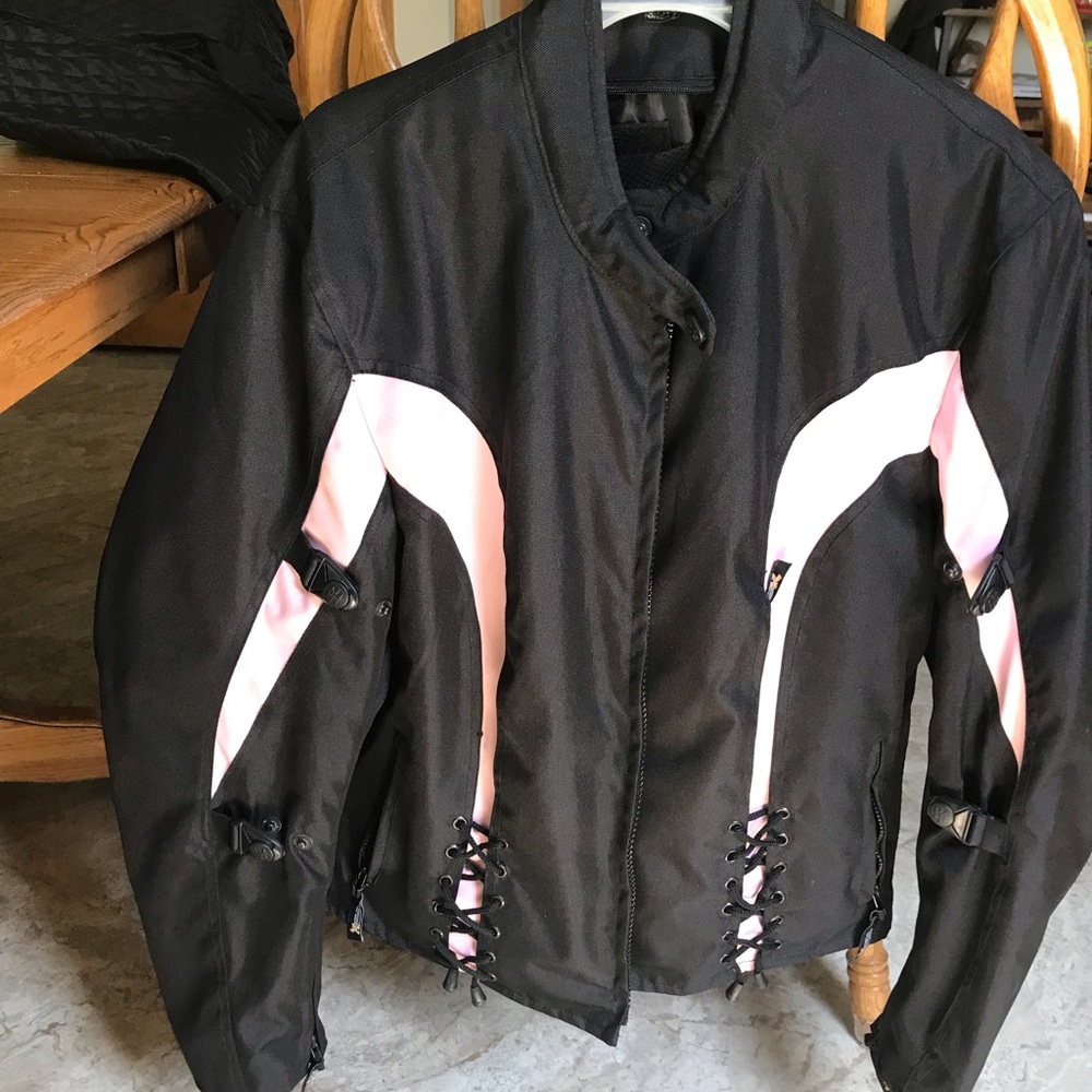 XElement Motorcycle Jacket Womens 3xL Armored Padded Black Pink Full Zip